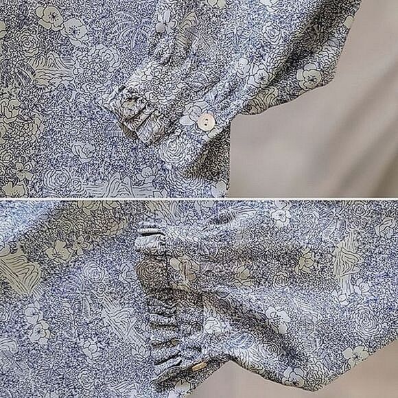 Vtg 60s blue & pale grey floral print dress & blazer co ord set - Picture 12 of 15